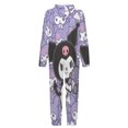 thumbnail image 5 of Kuromi And My Melody Hooded Union Suit Pajama Soft Comfy PJs Sleepwear, 5 of 7
