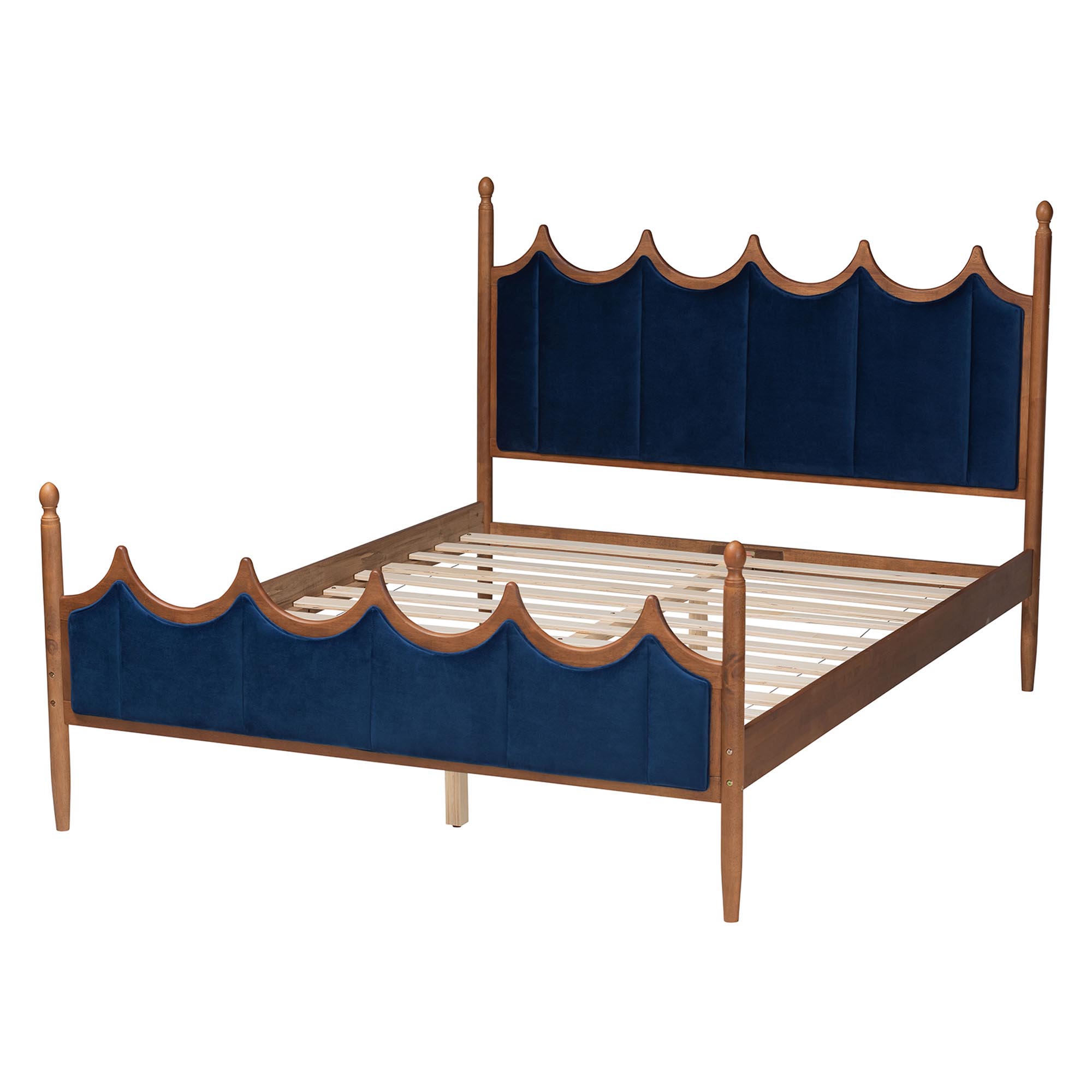 Baxton Studio Calgary Retro-Modern Platform Bed, Queen, Walnut Brown