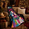 thumbnail image 3 of You Had Me At Woof Dog Portrait, Playful Graphic Style for Dog Lovers, Black Rainbow Pet Quote and Birthday Gift, Cozy Flannel Blanket for Bedroom and Playroom, Pet Home Decor, 3 of 9