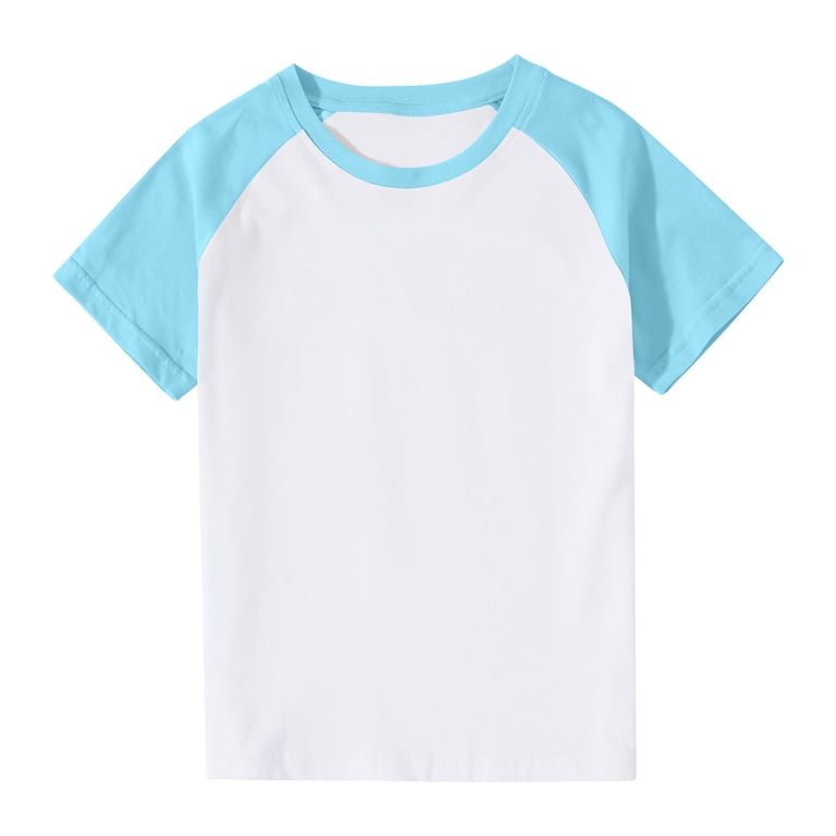 Lovzfmll Boys & Girls Solid Color Raglan Short Sleeve Tee, Casual