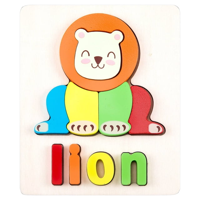 A Lion Wooden Block Puzzle Educational Shape Sorter Toy For Children Age 3 To 7 Brain Development Concentration Game