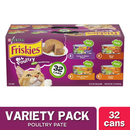 (32 Pack) Friskies Pate Wet Cat Food Variety Pack, Poultry Favorites, 5.5 oz. (The Best Wet Cat Food)