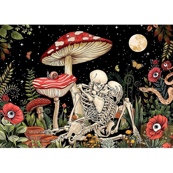 DIY 5D Diamond Painting Kit (for Adults) Diamond Painting "Mushroom, Skull Moon" - Full Diamond Crystal Rhinestone Embroidery Craft Kit, Can Be Used as Gift, Wall Decoration