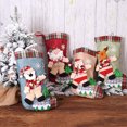 thumbnail image 3 of Medias navideñas Medias grandes de 4 piezas Medias clásicas de cuadros escoceses de búfalo para colgar en la chimenea Medias colgantes de reno de Papá Noel con osito pequeño Decoración para fiestas, 3 of 7