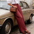 thumbnail image 4 of Womens Sweat Oants Woman Pant Ndbuld Women's Wide Leg Dress Pants High Waisted Business Casual Work Trousers With Pockets Loose Straight Leg Office Pants For Women Wine,XXXL, 4 of 9