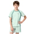 thumbnail image 5 of Amidoa Girls 2 Piece Outfits Summer Clothes T Shirt Short Sleeve and Casual Short Kids Clothing Sets Green Size 12, 5 of 8
