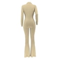 thumbnail image 6 of Female Autumn Ladies Office Rompers Flare Pants Zipper Long Sleeve Turndown Collar Plus Size Jumpsuit, 6 of 6