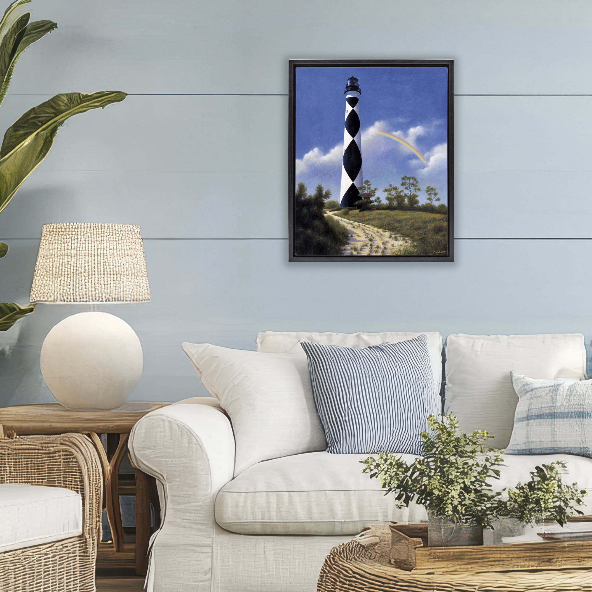 North Carolina Cape Lookout Black Framed Floater Canvas Wall Art, design by Wind River Studios
