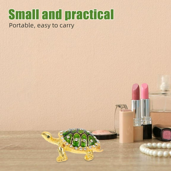 WHAMVOX Animal Trinket Box Turtle Jewelry Holder for Earrings Rings Necklaces Turtle Figurine Keepsake Home Decor Crystals Trinket Box