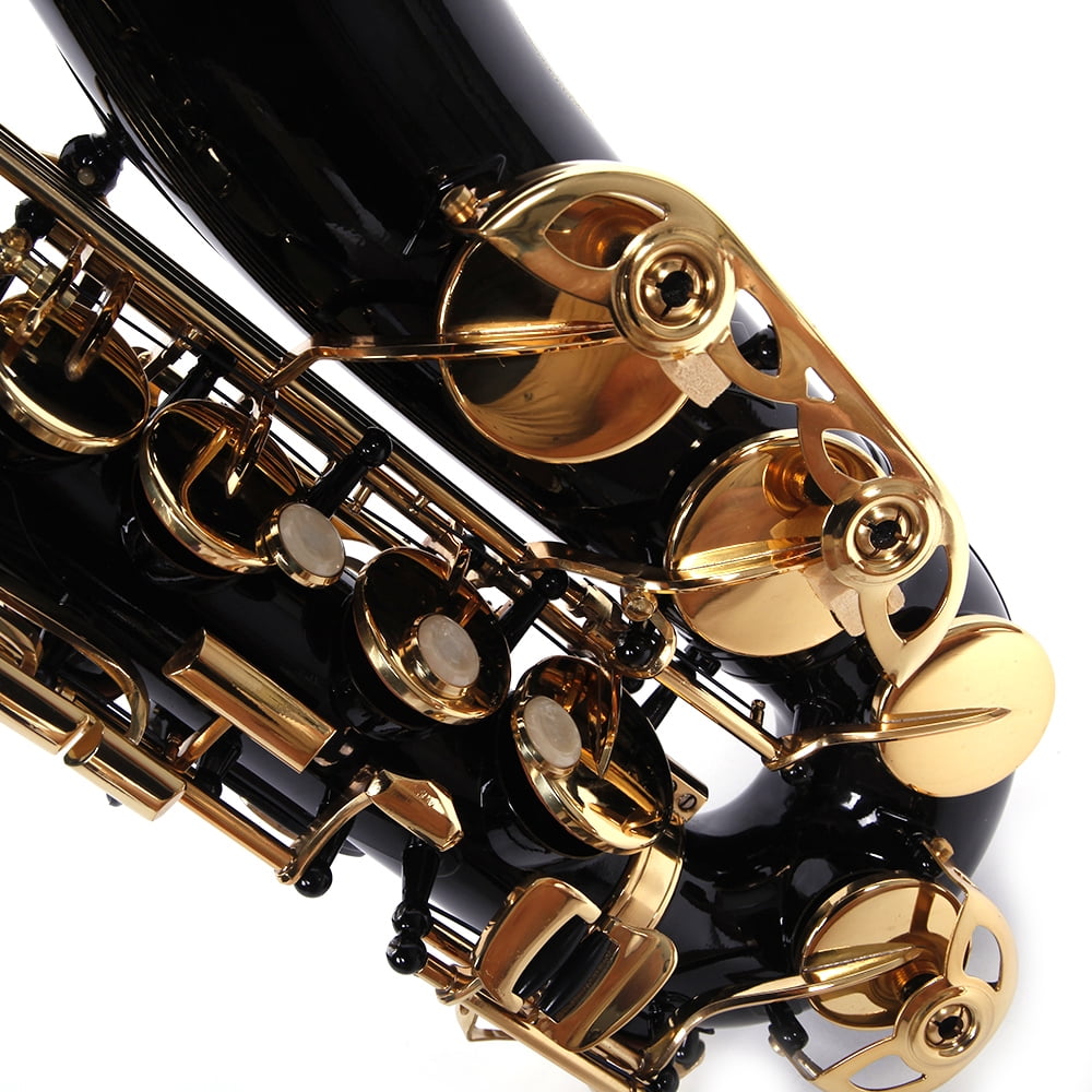 bE Alto Saxophone Set, Saxophone with Shoulder Strap, Carrying Case, Gloves, Lubricants, Cleaning Cloth, Cleaning Brush, Alto Sax with Carving Pattern Pearl White Shell Button