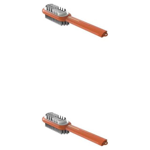 Advancent Cepillo de limpieza de 2 caras Cepillos de mango largo para zapatos Quitamanchas de polvo Cómodas botas de plástico para el hogar oro naranja 2Conjunto