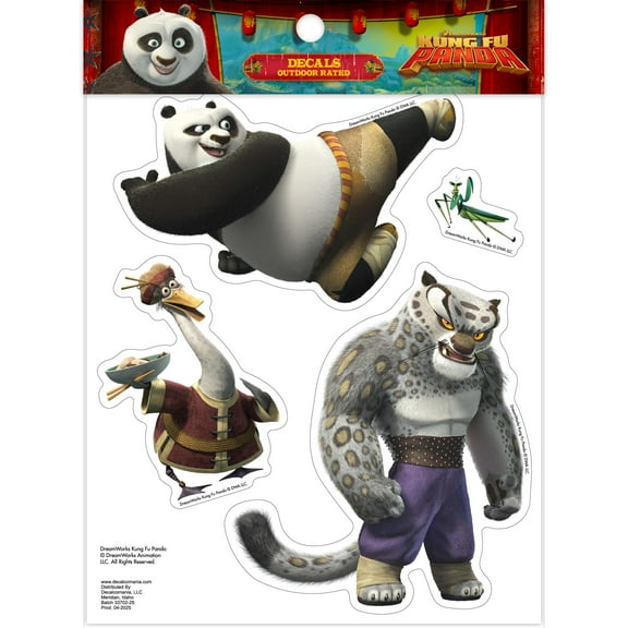 DreamWorks Kung Fu Panda Decals - Set of 4 Vinyl Stickers Po, Tai Lung, Mr. Ping, Mantis for Car Laptop Computer Kids Water Bottle Outdoor Waterproof