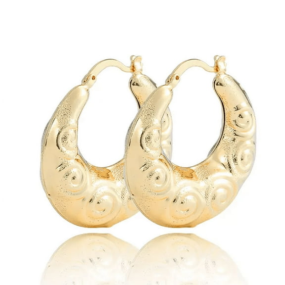 Women 18k Gold Plated Thick Hoop Earrings Set 40mm