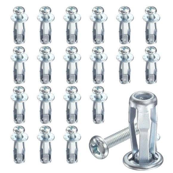 Uxcell 20 Pcs Vis d'Expansion Écrou Pétale, Ancrages Muraux Creux M4x25 Ancrages de Porte Creux pour Revêtement en Aluminium Tuyau en Acier Feuille de Fer Feuille de Plastique Cloison Sèche Paroi Mince Plaque de Zinc, Ton Argenté