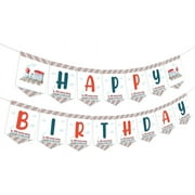 Train Birthday Party Banner Decorations for 2 3 4 Year Old Boy, Train Railway Railroad Theme Happy Birthday Garland 2nd 3rd 4th Birthday Party Supplies Decors