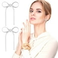 thumbnail image 2 of Fiaya Women Fashion Bow Earrings, 1Pairs Simple Lightweight Bow Ribbon Studs, Daily Earrings Jewelry Accessory Presents for Women (Silver-C), 2 of 2