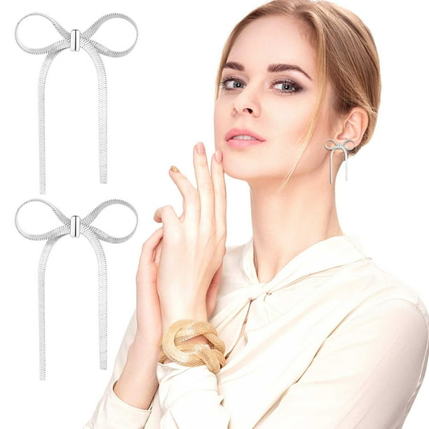 Women's Bow Earrings Fashionable And Elegant Women's Long Tassel Chain Earrings