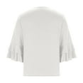thumbnail image 5 of tarylea Plus Size Tops for Women V Neck 3/4 Flare Ruffled Sleeve Blouse Solid Color Pleated Tunic Casual Loose Summer Dressy Tops, 5 of 7