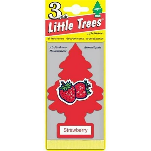 Car Freshner Strawberry Scent Little Tree Air Freshener, 3 Trees Per Pack