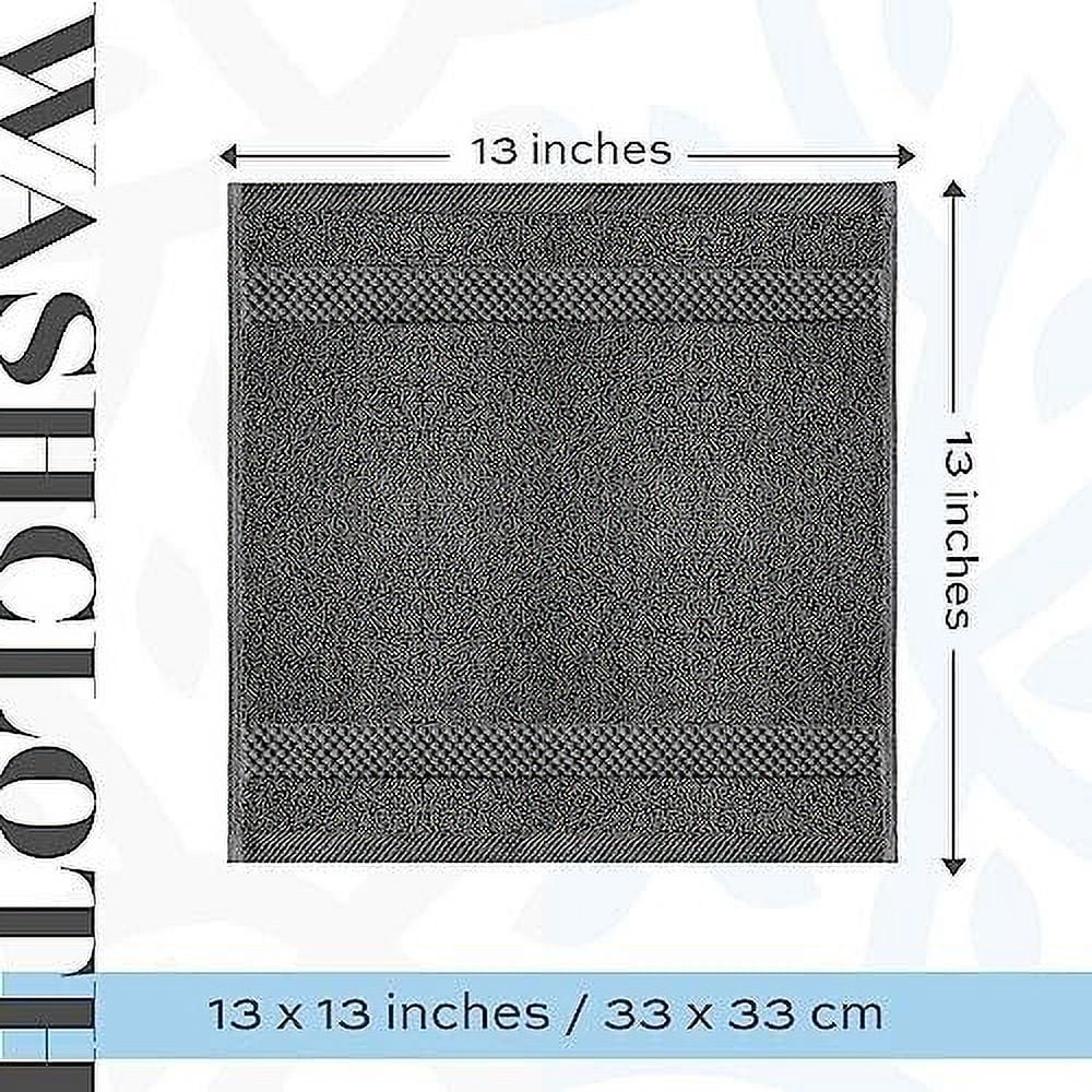 White Classic Cotton Washcloths - 13x13 Hotel Face Towel - Multi Color 12/Pack