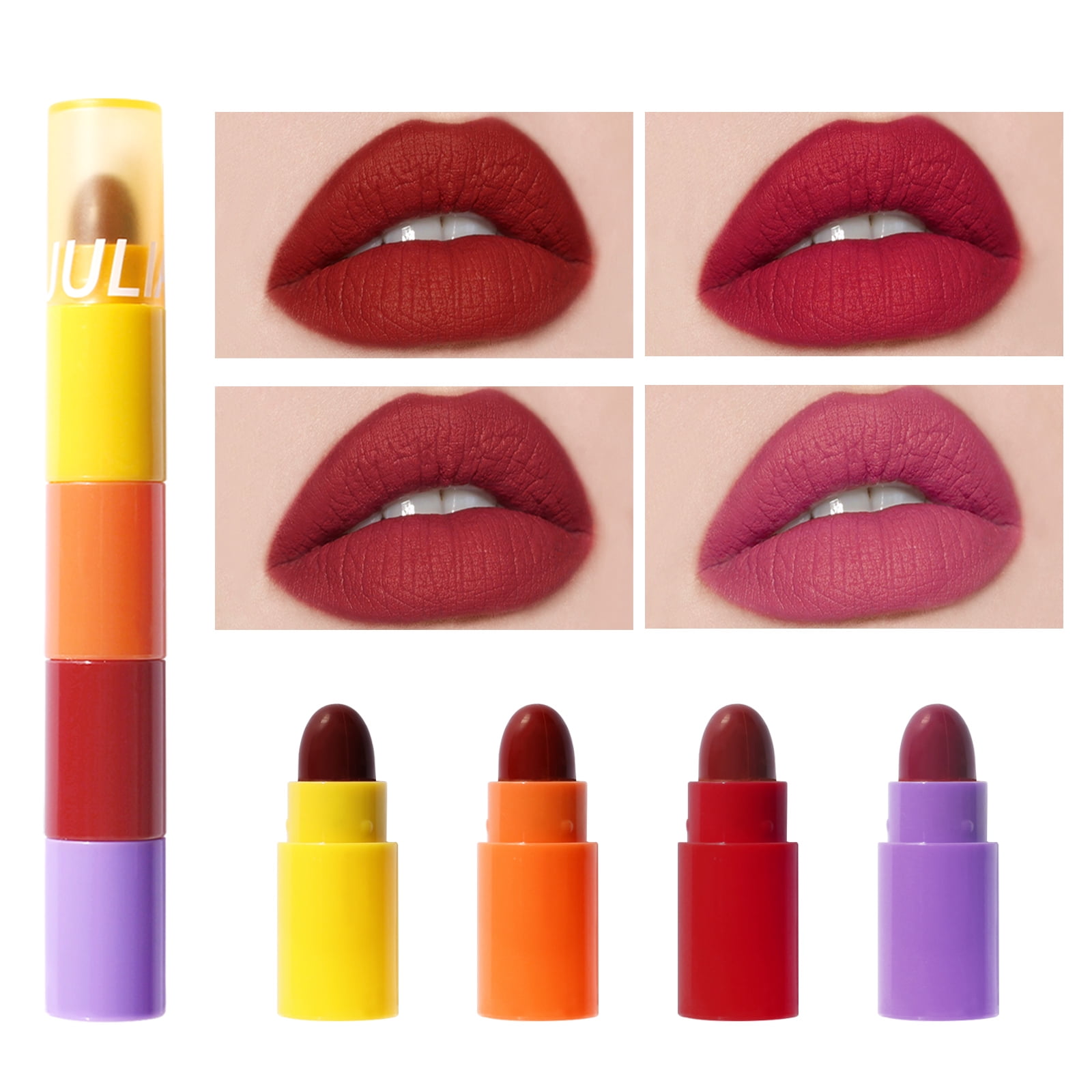 1pc Cute Cartoon Embossed Lip Gloss Matte Lipstick Easy To Color