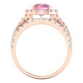 thumbnail image 4 of 1.92 ct Brilliant Round Cut Pink Zircon 18K Rose Gold Halo Solitaire with Accents Engagement Bridal Wedding Ring Band Set size 6.75, 4 of 7