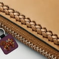 thumbnail image 3 of Dark Brown Golden Doodle Floral Motif Purple Dog Faux Leather Square Keychain, 3 of 7