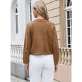 thumbnail image 3 of DARING DIVA Women's Faux Suede Long Sleeve Snap Button Collarless Jacket XL Brown, 3 of 6