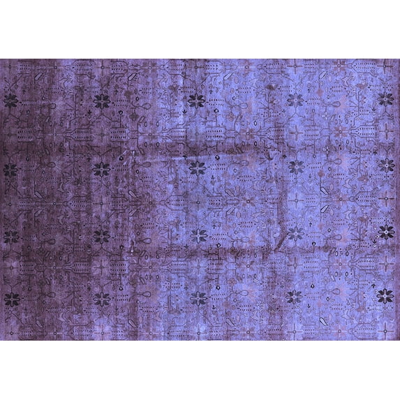 Ahgly Company Machine Washable Indoor Rectangle Oriental Blue Industrial Area Rugs, 7' x 10'