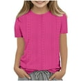 thumbnail image 2 of GaThRRgYP Tops for Women Trendy,Womens Topsunder $5,Children's Solid Color 3/4 Sleeve Round Neck Tops/shirt Hot Pink#2 3-4 Years, 2 of 4