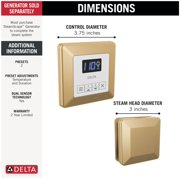 Delta 5Ch-250T Steamscape Transitional Square Steam Shower Control Unit And Steam Head -