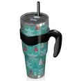 thumbnail image 2 of 40oz Tumbler,Turquoise Christmas Tree Pattern Insulated Tumblers with Removable Handle,Stainless Steel Double Vacuum Coffee Tumbler Cup with Straw for Home,Office,Travel,Party, 2 of 5