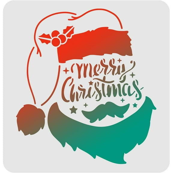 1pc Santa Claus Stencil Decoration Template 11.8x11.8 inch Plastic Merry Christmas Stencils Square Reusable Stencils for Painting on Wood Floor Wall and Fabric