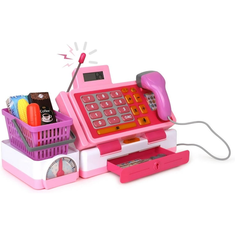 Playkidz Interactive Toy Cash Register Pink for Girls Boys