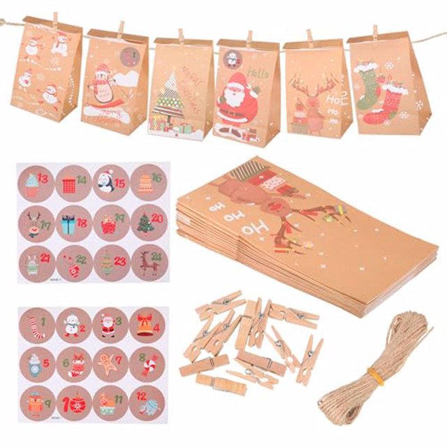 Advancent 73 unids/set bolsas de papel fuertes para Navidad gran cantidad fácil de usar y práctico ancho Kits de decoración para fiestas