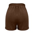 thumbnail image 7 of BRELIL Women's Elastic Waist Shorts with Pockets Casual Solid Lounge Shorts Beach Vacation Summer Outfits Loose Fit Travel Trousers, Brown L, 7 of 7
