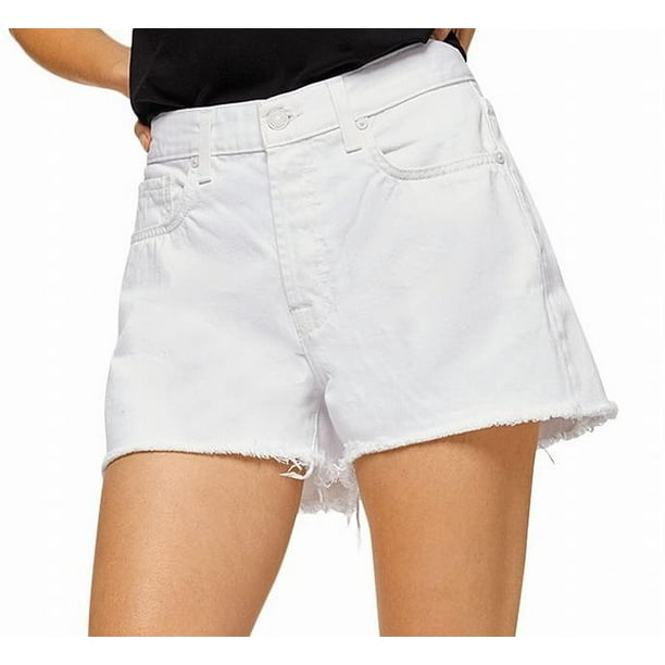 7 For All Mankind Monroe Cutoffs Shorts in Clean White Rigid Clean