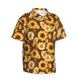 thumbnail image 2 of Balery Vintage Wood Grain Sunflower A Print Men's Hawaiian Shirts Short Sleeve Beach Shirt Relaxed Fit Vacation Button Down Shirts-3X-Large, 2 of 9
