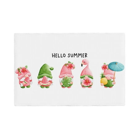 

Table Placemats Set of 4 - Hello Summer Gnome 12x18 In Faux Linen Double Heat Resistant Place Mats Cloth Indoor/Outdoor Placemats Washable Table Mats for Dining Kitchen Party