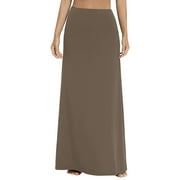 Sweet Hearts Maxi Skirt for Women- Foldover High Waist Long Flare A-Line Skirt Maxi Dress XS-XL Made in USA (BlackMocha, Large)