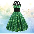 thumbnail image 3 of HTOOQ Robe Mode Col Rond Taille Haute Poitrine Enveloppée Robe Imprimée Trèfle pour la Saint-Patrick Taille TG Fournitures de Fête Verte, 3 of 9