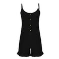 thumbnail image 6 of Usmixi Jumpsuits for Women Beach Casual Solid Button Down Ruffle Hem Spaghetti Strap Jumpsuits Overalls Summer Formal Plain Square Neck Sleeveless Short Rompers Black m, 6 of 6
