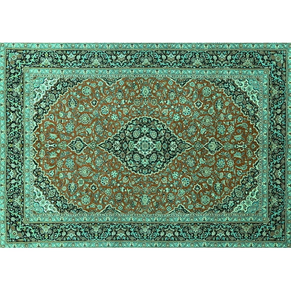 Ahgly Company Indoor Rectangle Persian Turquoise Blue Traditional Area Rugs, 5' x 7'