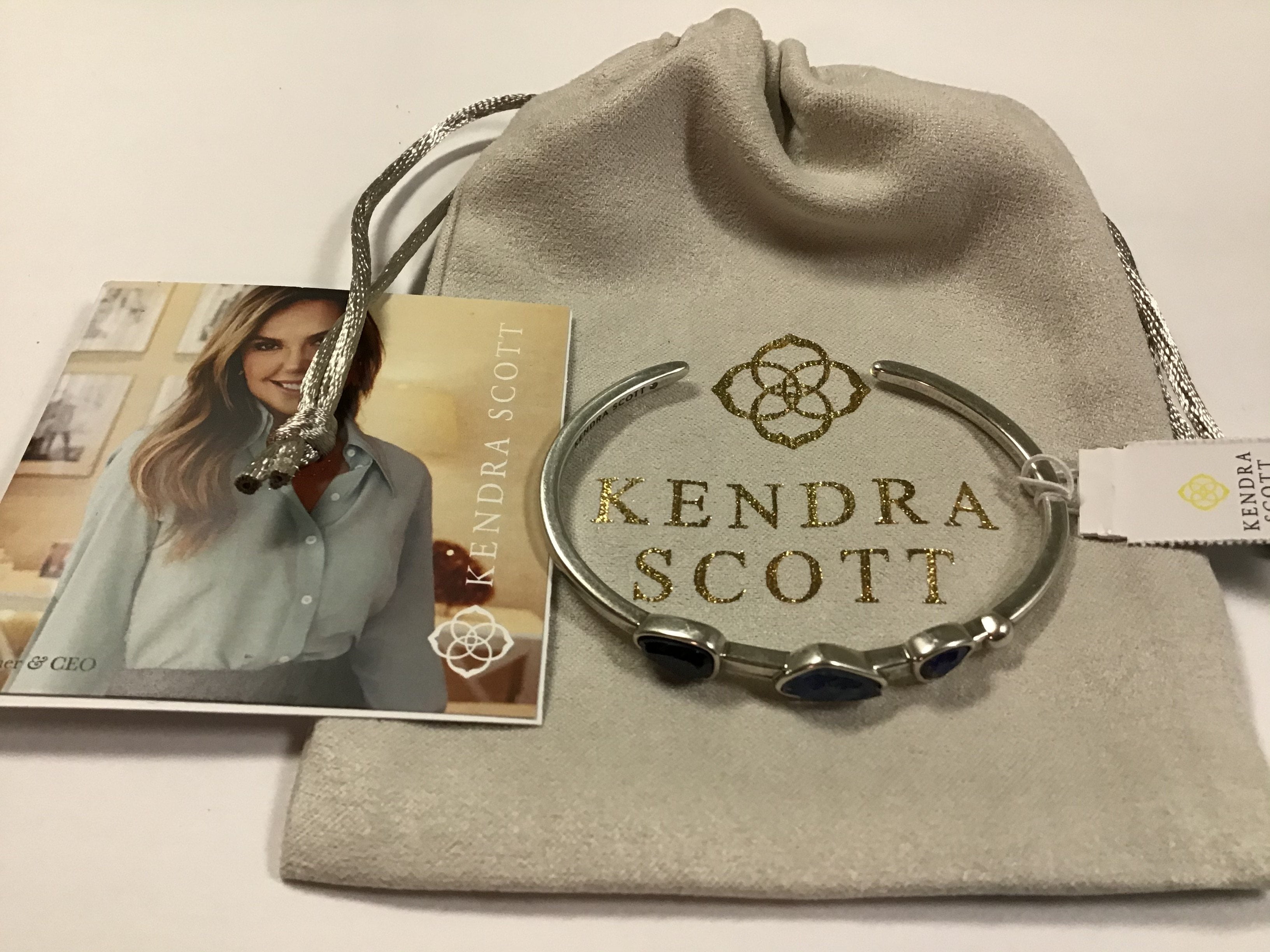 Kendra Scott Ivy Cuff Bracelet, Vintage Silver Navy Mix