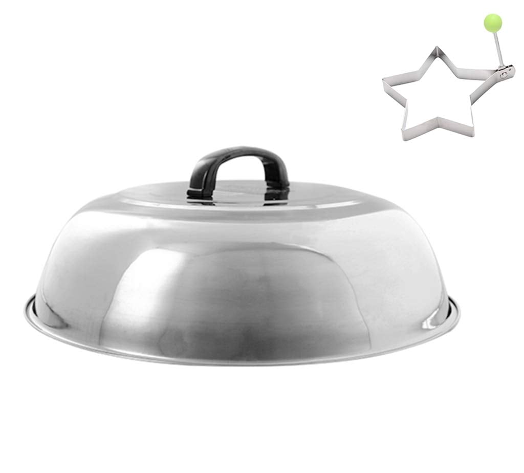 Cheese Melting Dome Stainless Steel Grill Griddle Round Basting Steaming Cover 