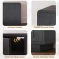 thumbnail image 6 of Bestier Arched Door Wooden TV Stand for TVs up to 70", Curved Corner Media Console with Open Shelf,Modern Entertainment Center with Dust-Free Enclosed Base,Black, 6 of 9