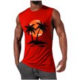 thumbnail image 4 of VBTAPA Flash Sale! Mens Graphic Tank Tops Palm Tree Sunset Print Sleeveless Cut Off Shirts Cotton Casual Workout Muscle Tees Red M, 4 of 6