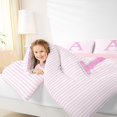 thumbnail image 3 of Manfei Pink Bling Letter A Print Full Size Comforter Sets,Minimalist Geometric Lines Bedding Comforter Set,Pink Reversible,3 Pieces,1 Comforter and 2 Pillowcases, 3 of 7