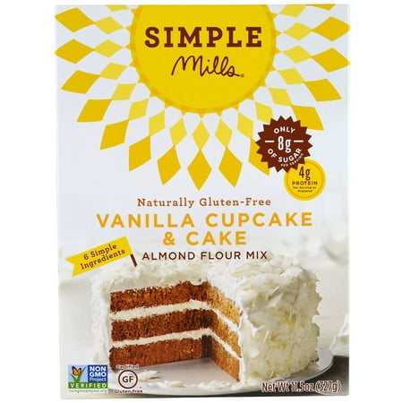 Simple Mills, Naturally Gluten-Free, Almond Flour Mix, Vanilla Cupcake & Cake , 11.5 oz (pack of