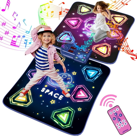 Dance Mat Toys for 3-12 Year Old Girls Boy, 2 Players Dance Mat with Light-up 12 Buttons & 5 Games Mode, Bluetooth Dance Game Toy for Girls 5-7, Xmas Birthday Gifts for
